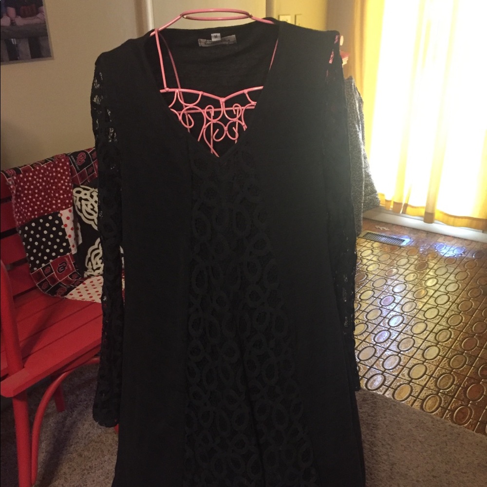 Black dress with lace sleeves